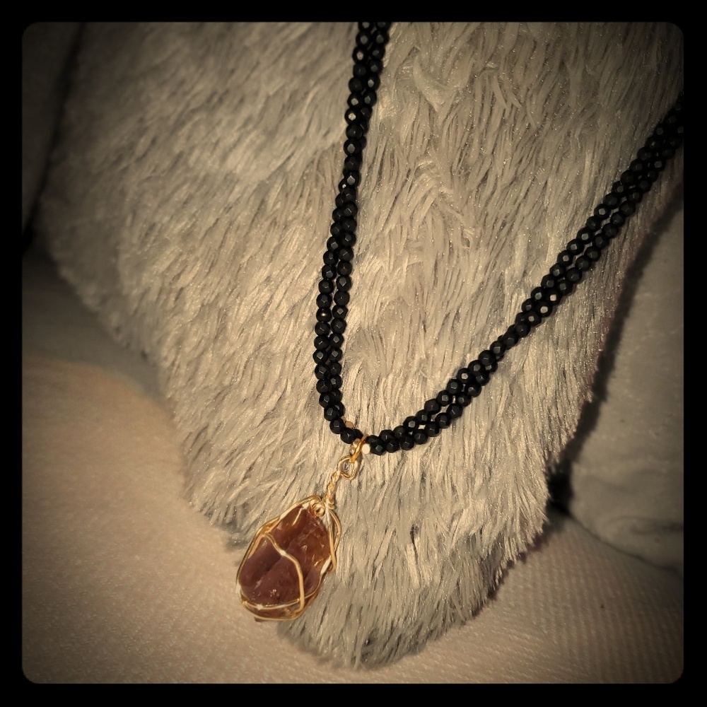 Black onyx and amethyst necklace